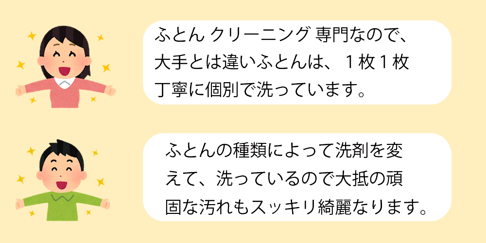 布団クリーニング専門店のこだわり